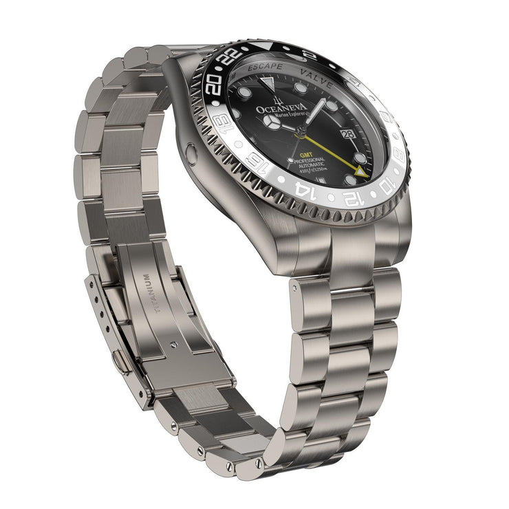 Oceaneva Titanium Deep Marine Explorer GMT Automatic 1250M Black - Watches.com - BK.BK.NHCR.WH.GMT.TT