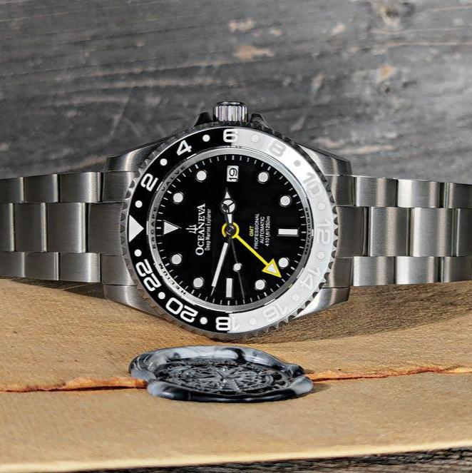 Oceaneva Titanium Deep Marine Explorer GMT Automatic 1250M Black - Watches.com - BK.BK.NHCR.WH.GMT.TT