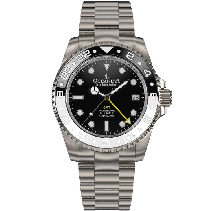 Oceaneva Titanium Deep Marine Explorer GMT Automatic 1250M Black - Watches.com - BK.BK.NHCR.WH.GMT.TT