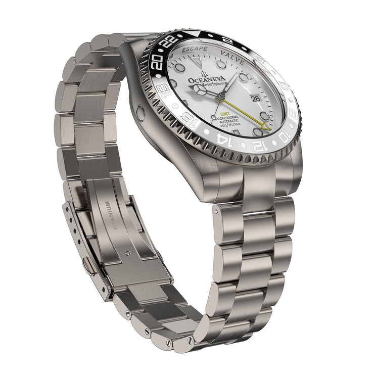 Oceaneva Titanium Deep Marine Explorer GMT Automatic 1250M White Black - Watches.com - WH.BK.NHCR.WH.GMT.TT