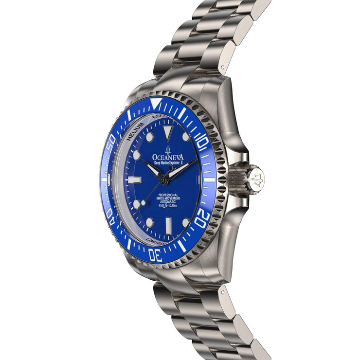 Oceaneva Titanium Deep Marine Explorer II Automatic 1250M All Blue Limited Edition - Watches.com - BLII200BLTT