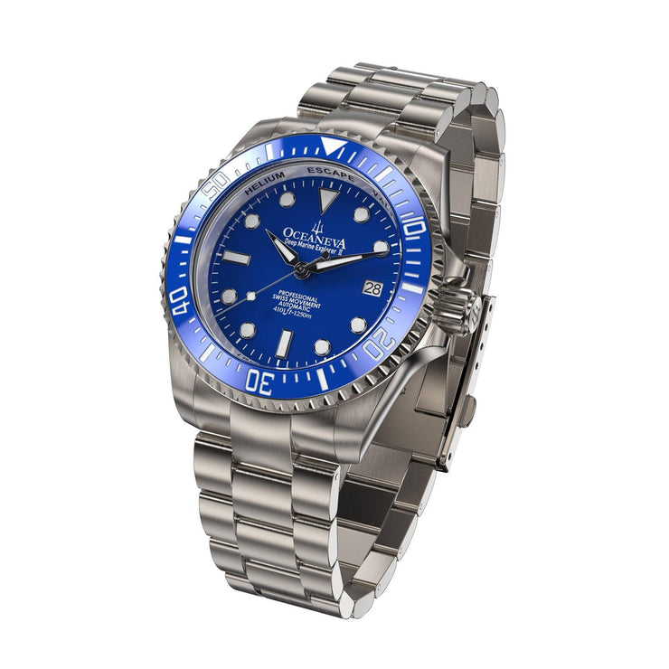 Oceaneva Titanium Deep Marine Explorer II Automatic 1250M All Blue Limited Edition - Watches.com - BLII200BLTT