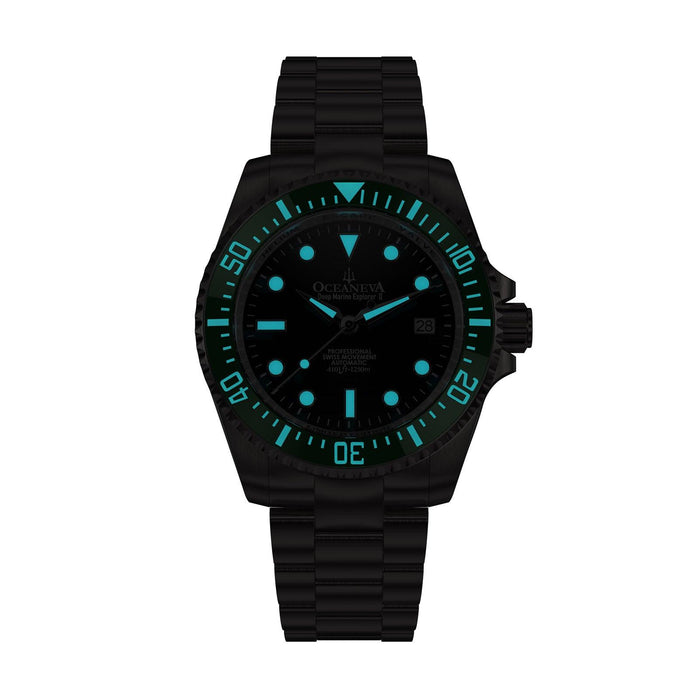 Oceaneva Titanium Deep Marine Explorer II Automatic 1250M Black Green Limited Edition angled shot picture