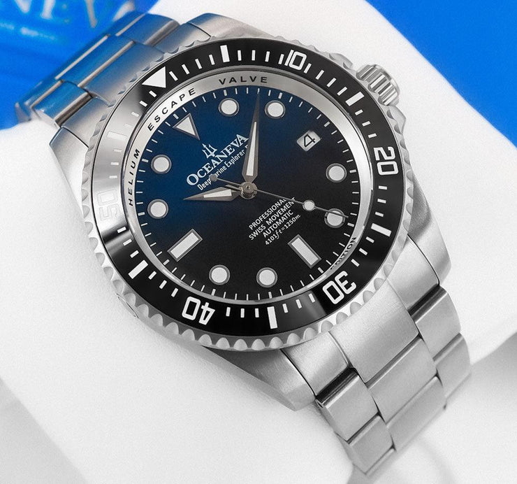 Oceaneva Titanium Deep Marine Explorer II Automatic 1250M Blue Black - Watches.com - BKIIHBLBTT