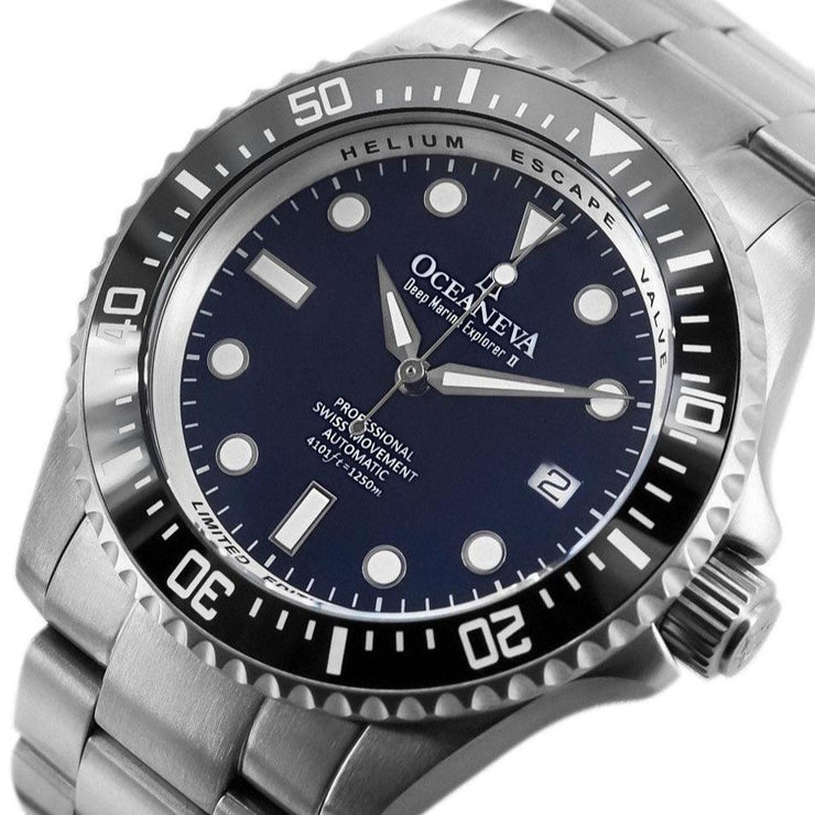 Oceaneva Titanium Deep Marine Explorer II Automatic 1250M Navy Limited Edition - Watches.com - BKII200NBLTT