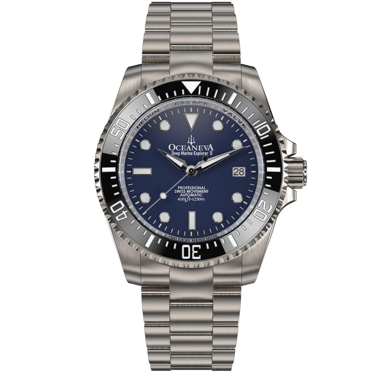 Oceaneva Titanium Deep Marine Explorer II Automatic 1250M Navy Limited Edition - Watches.com - BKII200NBLTT