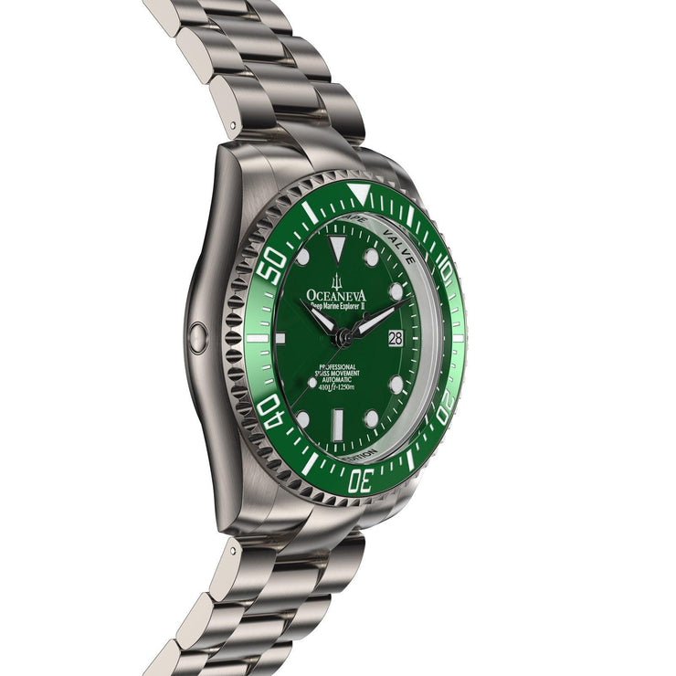 Oceaneva Titanium Deep Marine Explorer II Automatic Green Limited Edition - Watches.com - GRII200GRTT