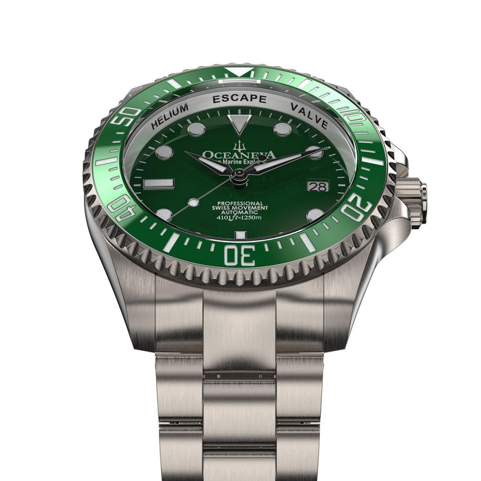 Oceaneva Titanium Deep Marine Explorer II Automatic Green Limited Edition angled shot picture