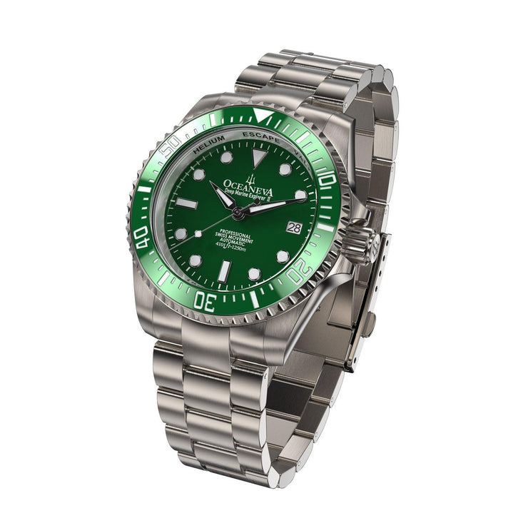 Oceaneva Titanium Deep Marine Explorer II Automatic Green Limited Edition - Watches.com - GRII200GRTT