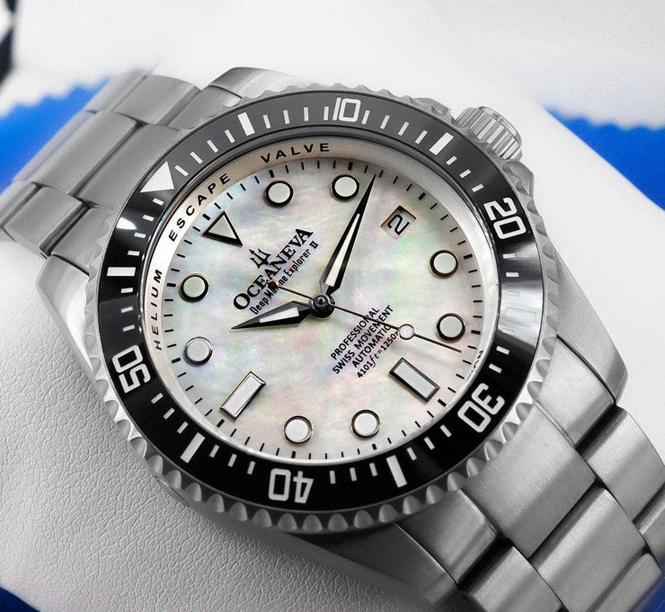 Oceaneva Titanium Deep Marine Explorer II Automatic Mother of Pearl Limited Edition - Watches.com - BKII200WHMOPTT