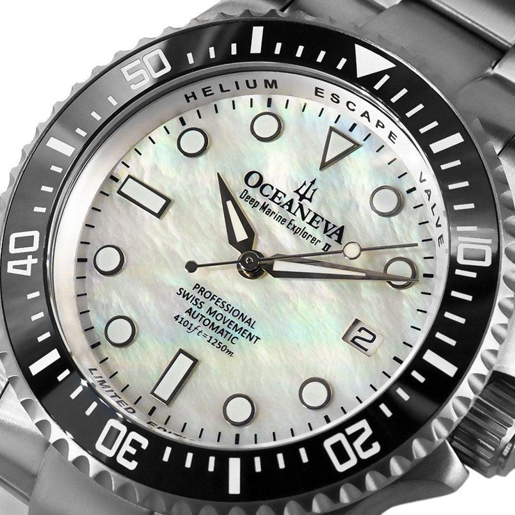 Oceaneva Titanium Deep Marine Explorer II Automatic Mother of Pearl Limited Edition - Watches.com - BKII200WHMOPTT