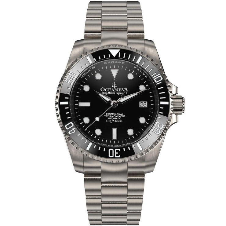 Oceaneva Titanium Deep Marine Explorer II Automatic Pro Diver Black Limited Edition - Watches.com - BKII200BKTT