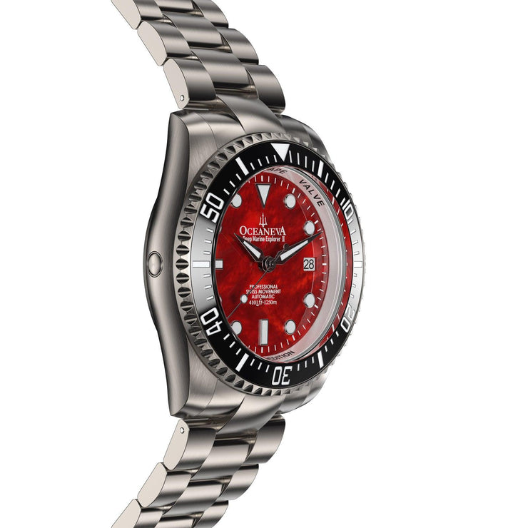 Oceaneva Titanium Deep Marine Explorer II Automatic Red Limited Edition - Watches.com - BKII200RDMOPTT