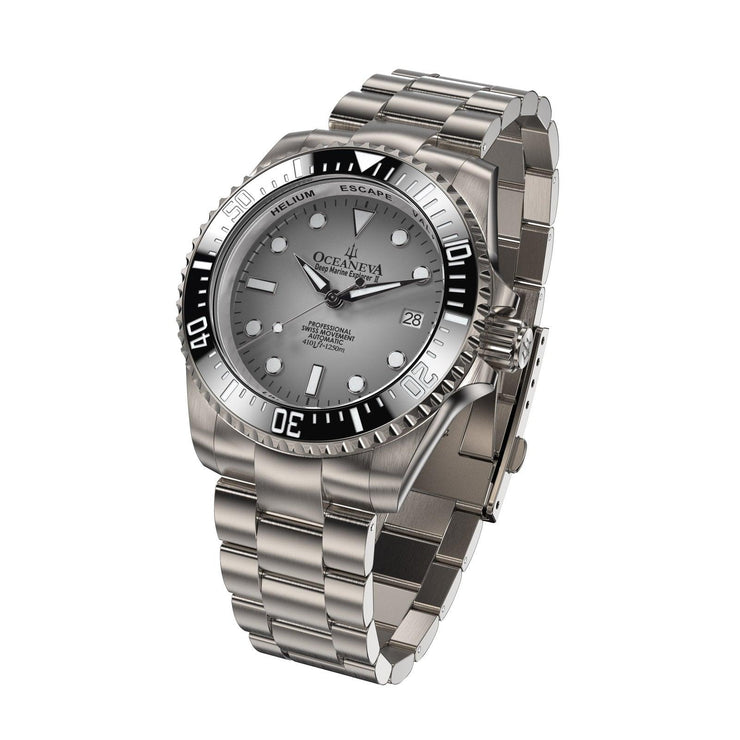 Oceaneva Titanium Deep Marine Explorer II Pro Diver Light Gray Limited Edition - Watches.com - BKII200SVTT