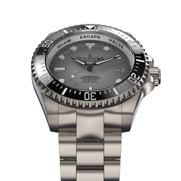 Oceaneva Titanium Deep Marine Explorer II Pro Diver Light Gray Limited Edition - Watches.com - BKII200SVTT