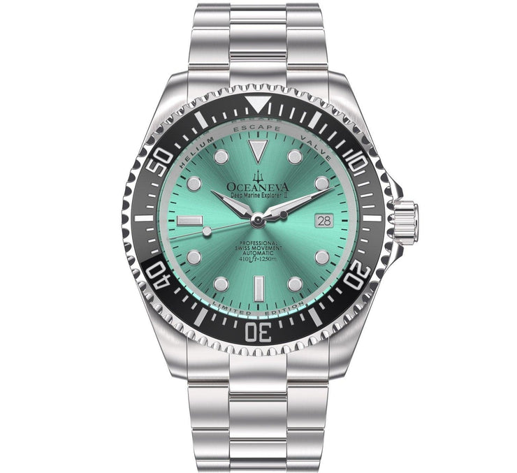 Oceaneva Oceaneva Men's Deep Marine Explorer II 1250M Pro Diver Watch Aquamarine Burst Dial