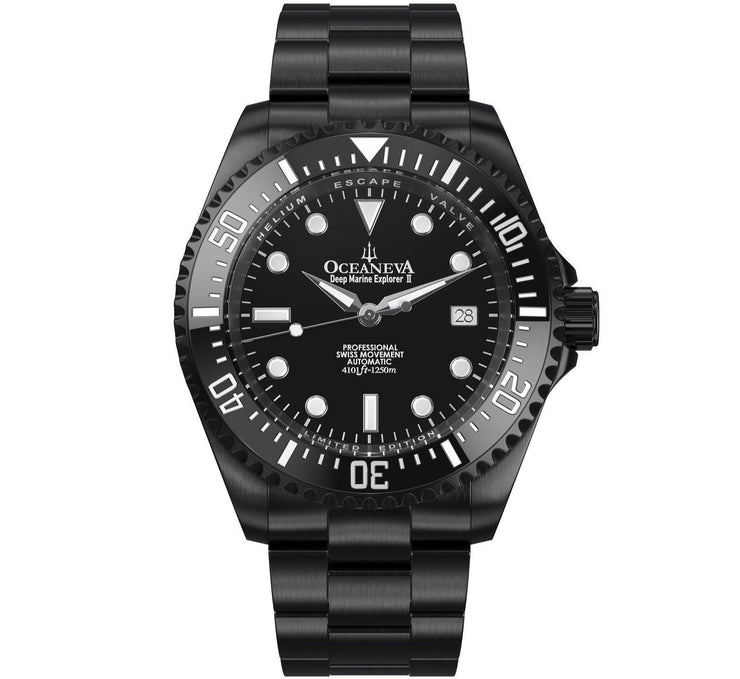 Oceaneva Deep Marine Explorer II 1250M Pro Diver Black Dial Black IP Limited Edition