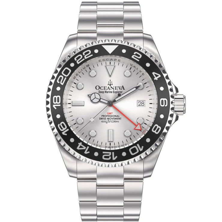 Oceaneva GMT Deep Marine Explorer 1250M Pro Diver Automatic Black Silver