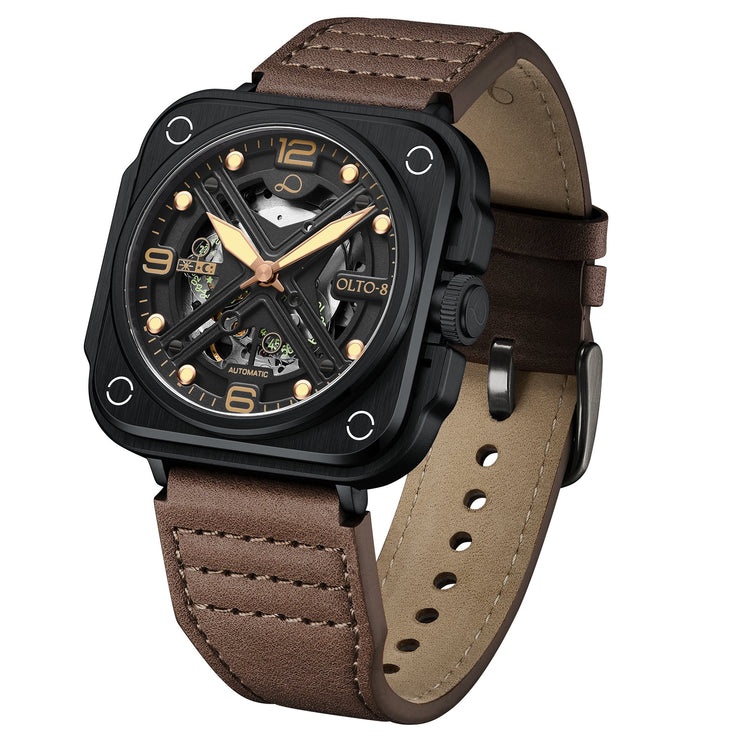 Olto - 8 Iron - X Skeleton Automatic Brown - Watches.com - G1 - S335 - L9