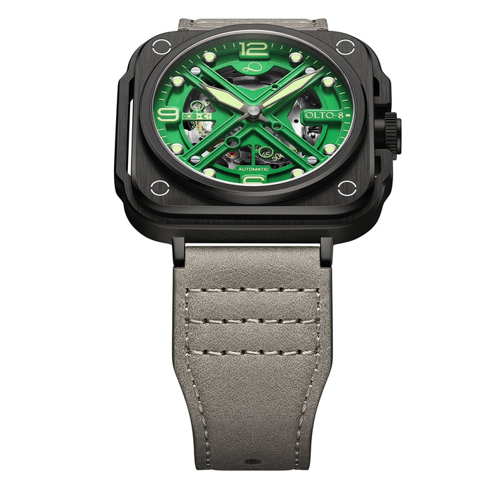 Olto-8 Iron-X Square Skeleton Automatic Green angled shot picture