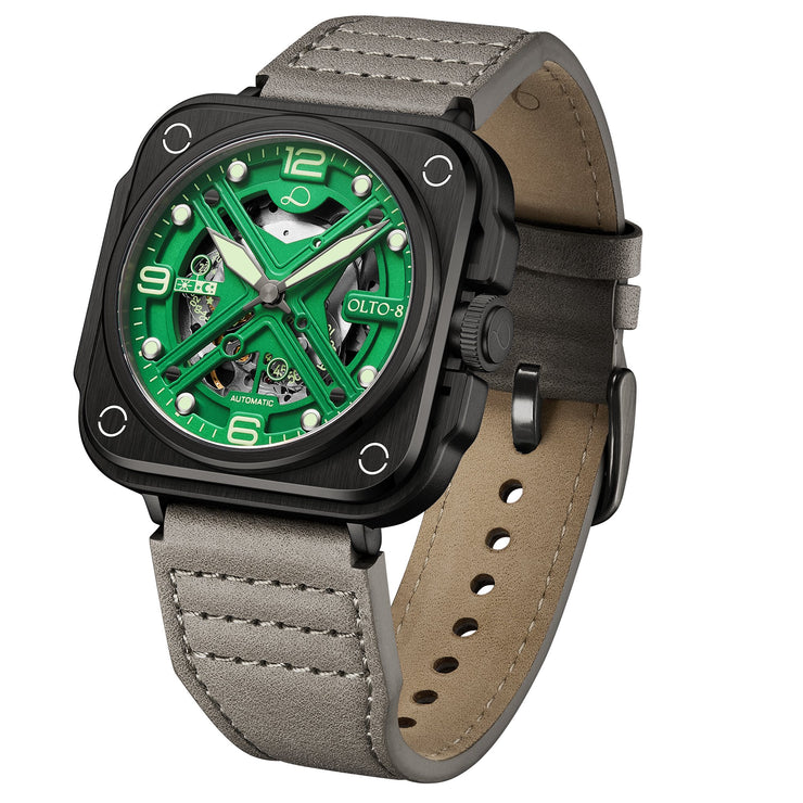 Olto - 8 Iron - X Square Skeleton Automatic Green - Watches.com - G1 - S272 - L2