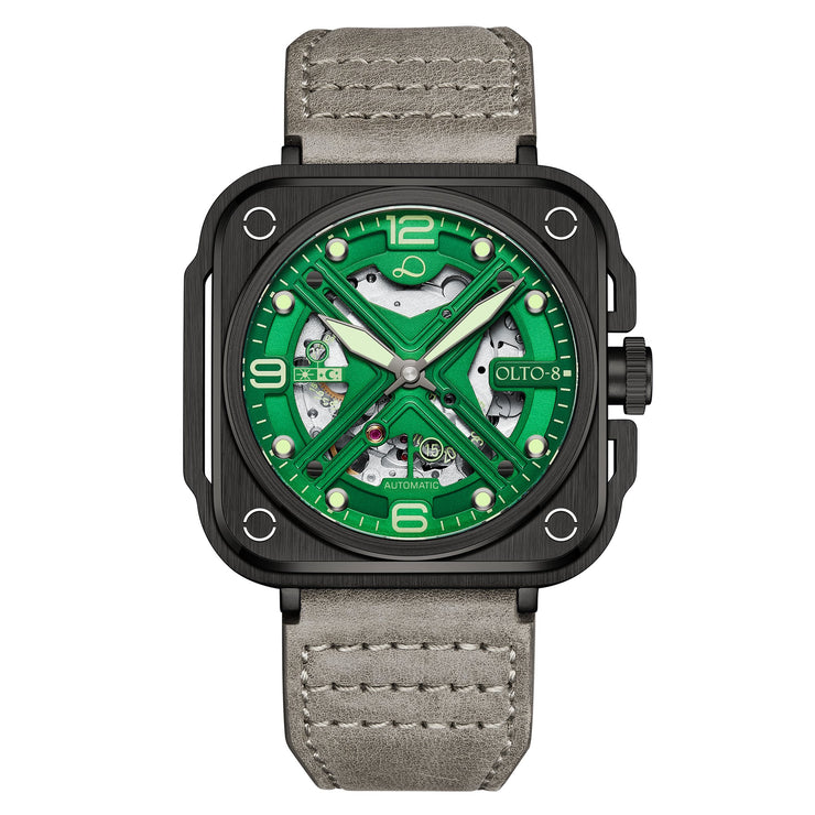 Olto - 8 Iron - X Square Skeleton Automatic Green - Watches.com - G1 - S272 - L2