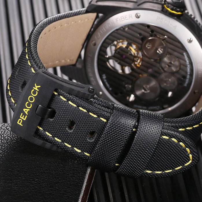 Peacock Pathfinder Carbon Fiber Tourbillon Yellow Black angled shot picture