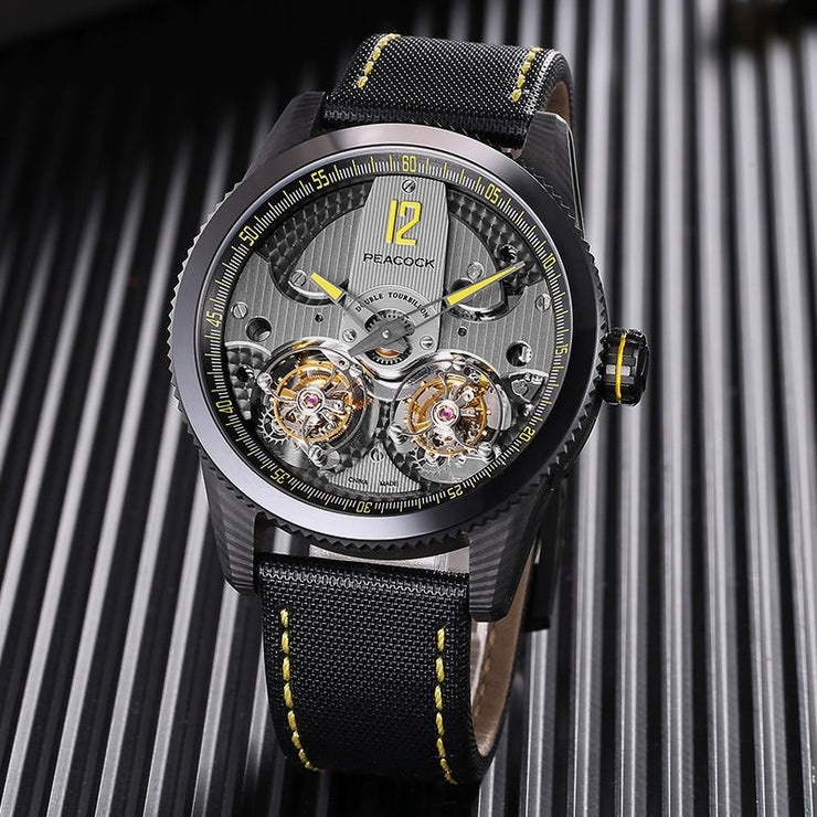 Peacock Pathfinder Double Tourbillon Black Yellow - Watches.com - P531 - 4 - Yellow