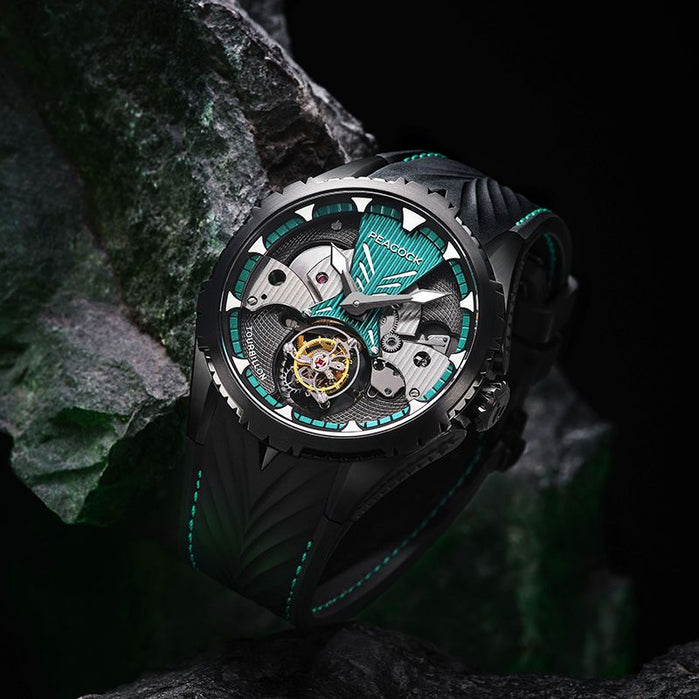 Peacock Plume Warrior Tourbillon Green angled shot picture