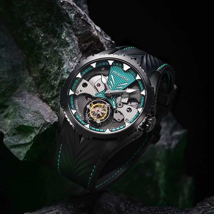 Peacock Plume Warrior Tourbillon Green - Watches.com - PAG0102 - Green