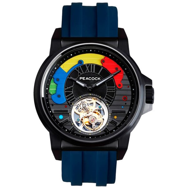 Peacock Time Color Tourbillon Black Blue angled shot picture