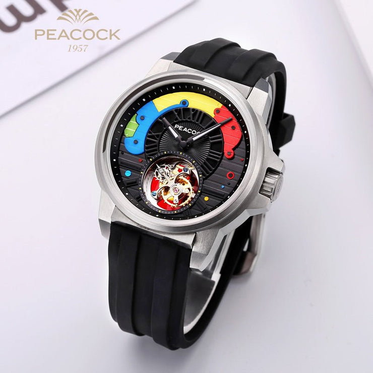 Peacock Time Color Tourbillon Black - Watches.com - P506 - 1 - Black