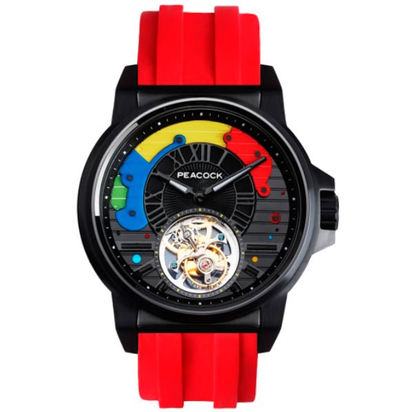 Peacock Time Color Tourbillon Black Red - Watches.com - P506 - 2 - Red