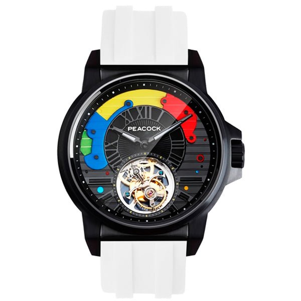 Peacock Time Color Tourbillon Black White - Watches.com - P506 - 2 - White