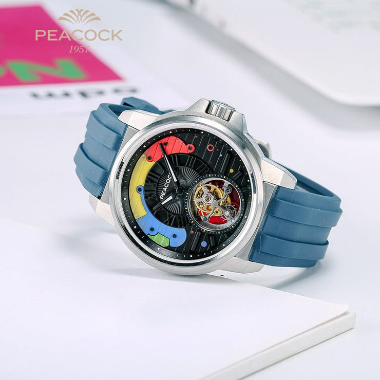 Peacock Time Color Tourbillon Blue - Watches.com - P506 - 1 - Blue