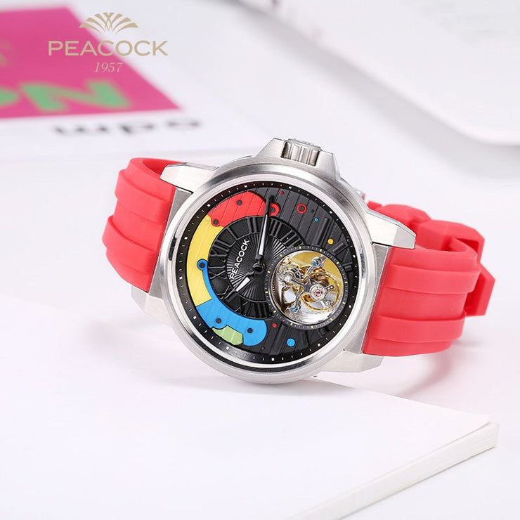 Peacock Time Color Tourbillon Red - Watches.com - P506 - 1 - Red