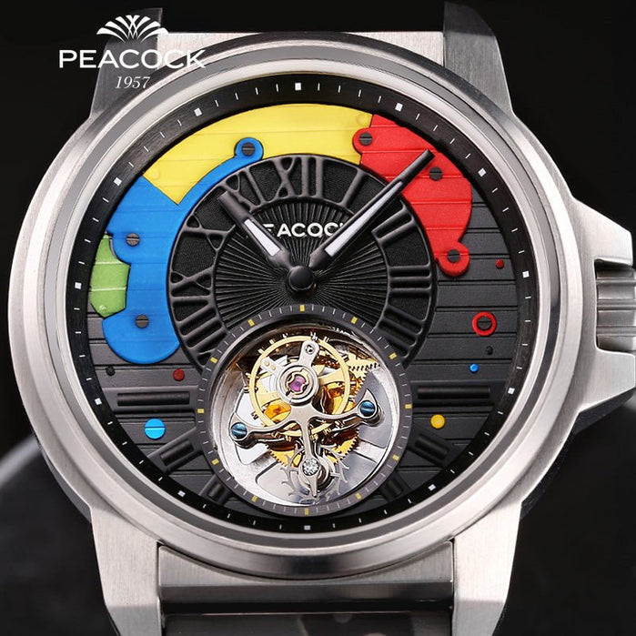 Peacock Time Color Tourbillon White angled shot picture