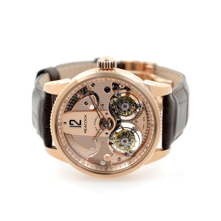 Peacock Witness Double Tourbillon 18K Rose Gold Brown - Watches.com - P531 - 1