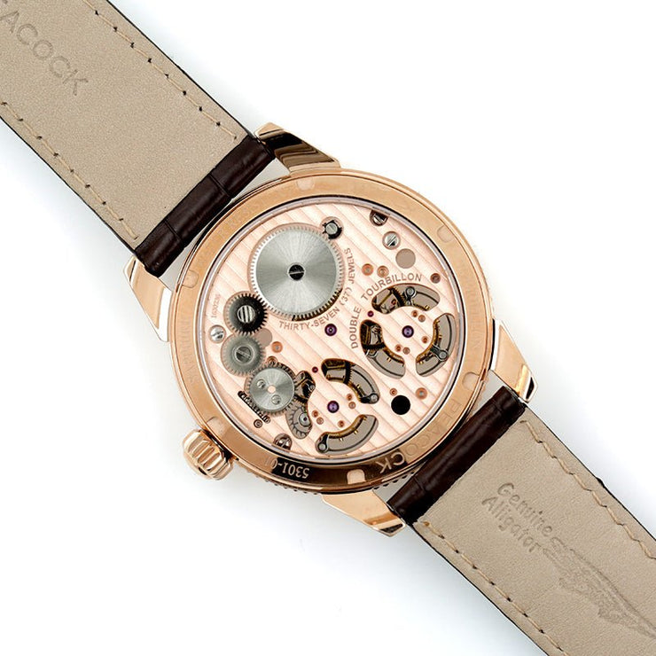 Peacock Witness Double Tourbillon 18K Rose Gold Brown - Watches.com - P531 - 1