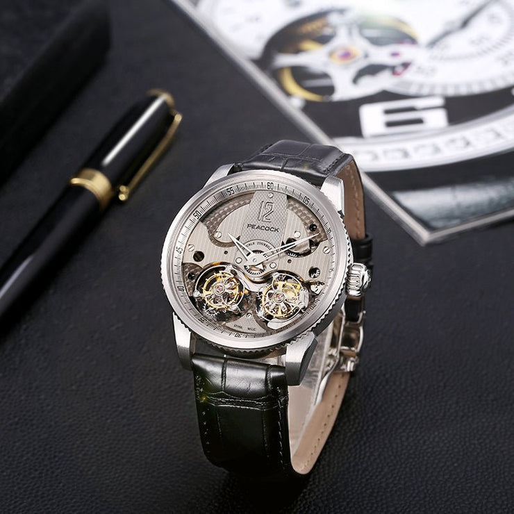 Peacock Witness Double Tourbillon Silver Steel - Watches.com - P531 - 3