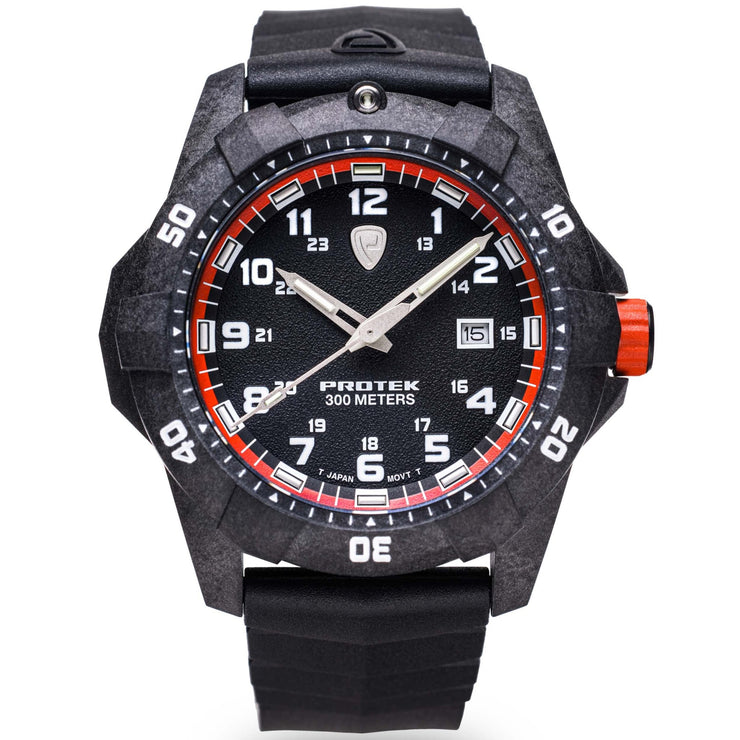 ProTek Carbon Dive 1000 Series Tritium Black Orange - Watches.com - PT1004