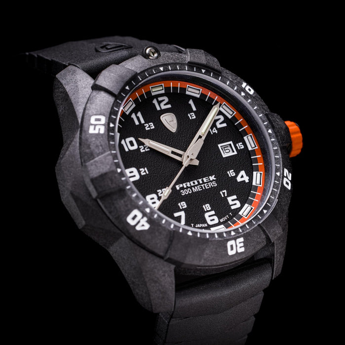 ProTek Carbon Dive 1000 Series Tritium Black Orange angled shot picture