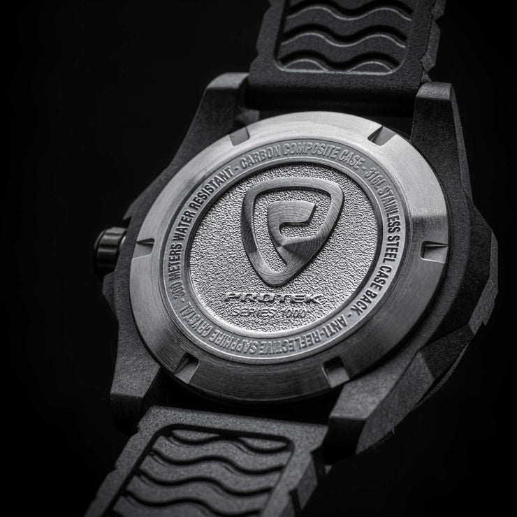 ProTek Carbon Dive 1000 Series Tritium Black Orange - Watches.com - PT1004