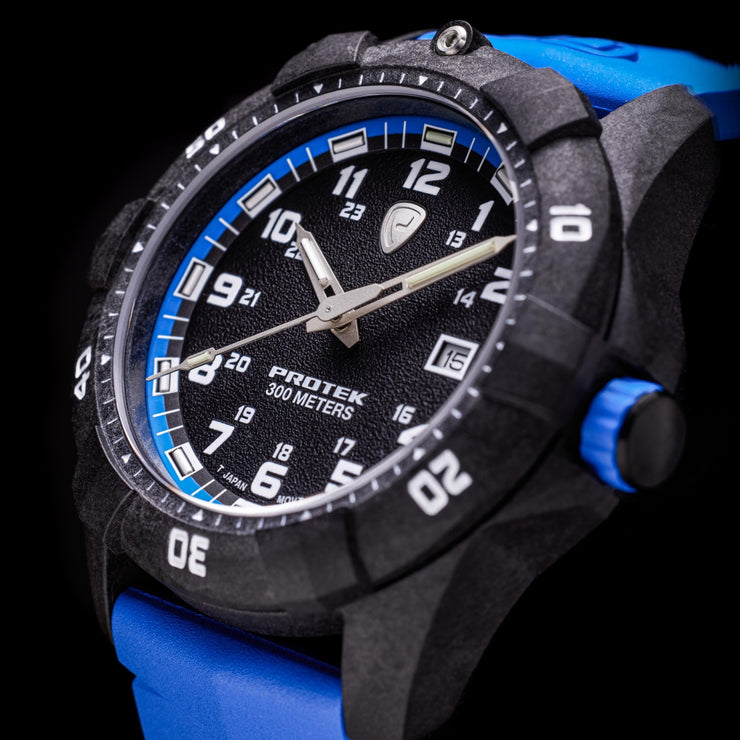 ProTek Carbon Dive 1000 Series Tritium Blue - Watches.com - PT1003B