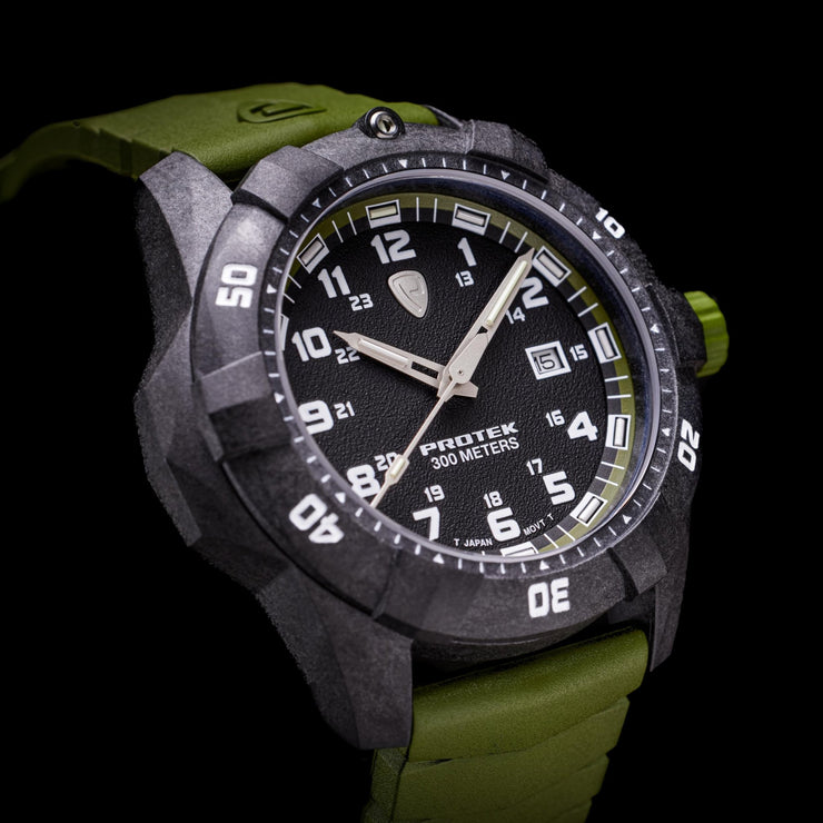 ProTek Carbon Dive 1000 Series Tritium Green - Watches.com - PT1005G