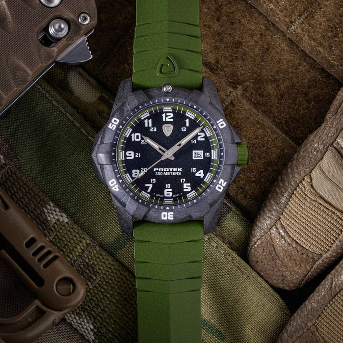 ProTek Carbon Dive 1000 Series Tritium Green angled shot picture