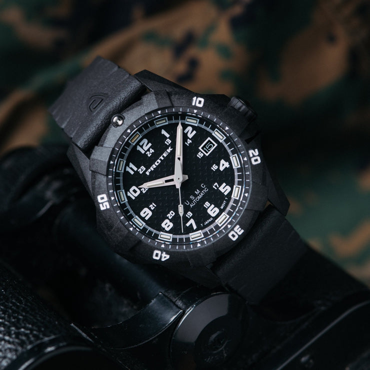 ProTek Carbon USMC Dive 1211 Automatic Black - Watches.com - PT1211