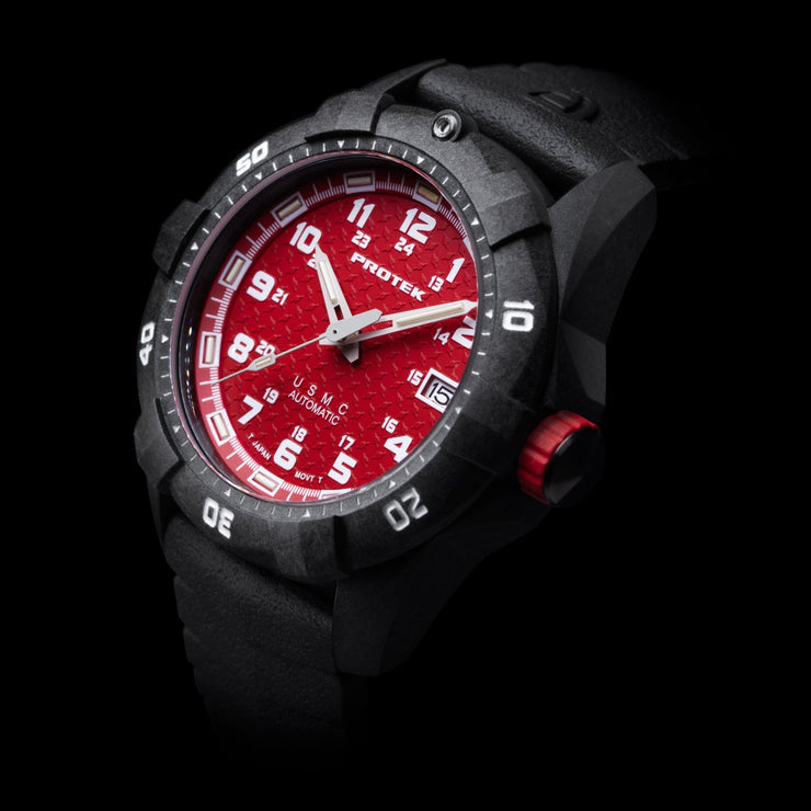 ProTek Carbon USMC Dive 1212 Automatic Red - Watches.com - PT1212