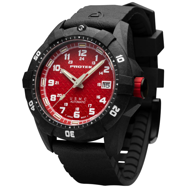 ProTek Carbon USMC Dive 1212 Automatic Red - Watches.com - PT1212