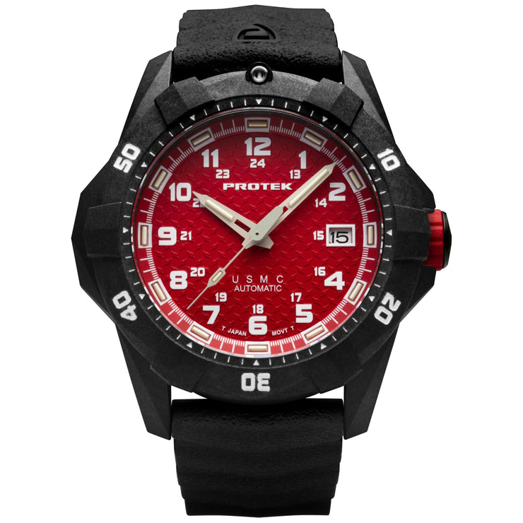 ProTek Carbon USMC Dive 1212 Automatic Red - Watches.com - PT1212